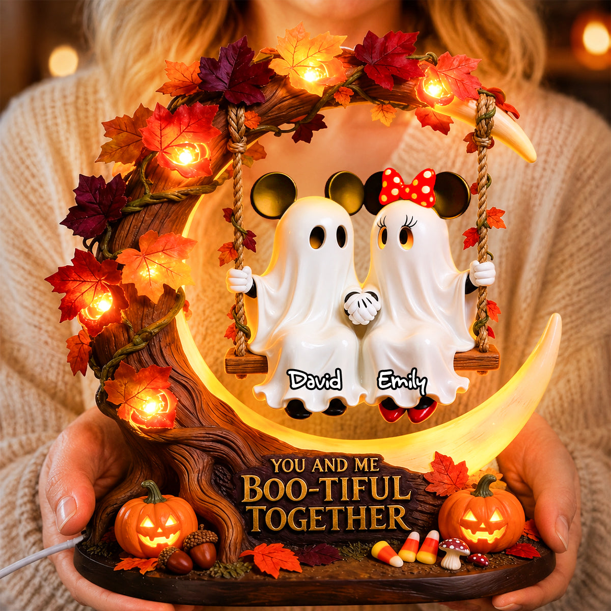 You and Me Boo-tiful Together - Personalized Halloween Acrylic Light Box for Couples Light Box PopCulturePrints