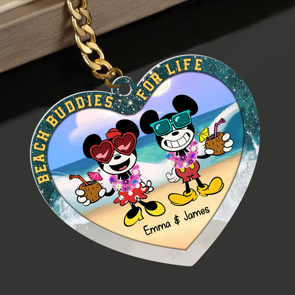 Personalized Beach Buddies Couple Keychain - Custom Valentine's Day Gifts Keychains PopCulturePrints