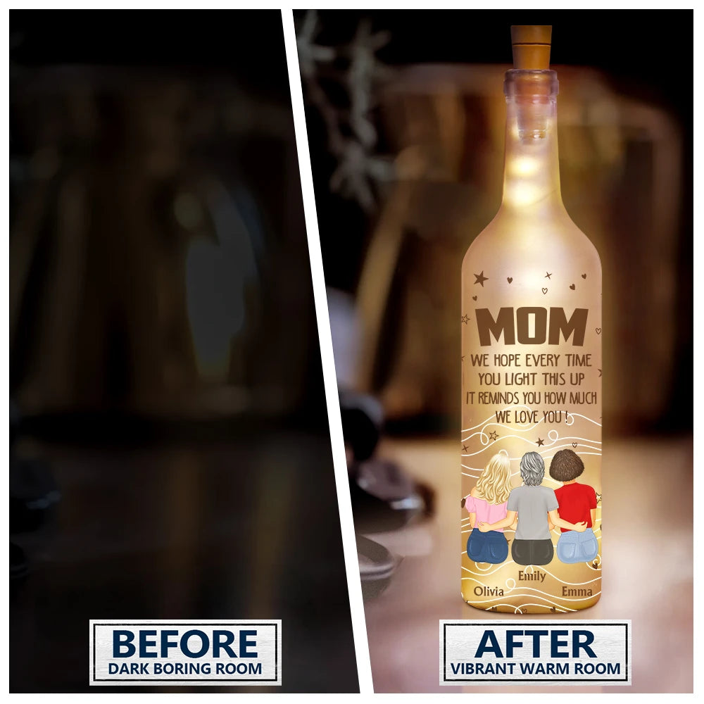 We Hope Every Time You Light This Up - Personalized Bottle Light for Mom and Grandma Bottle Light PopCulturePrints