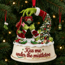 Load image into Gallery viewer, Kiss Me Under the Mistletoe - Personalized Acrylic Ornament for Couples Ornament PopCulturePrints
