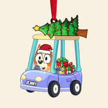 Load image into Gallery viewer, Personalized Kids&#39; Christmas Car Ornament with Cartoon Dog Character
