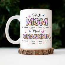 Load image into Gallery viewer, First Mom Now Grandma - Custom Personalized Mug with Butterfly Flower Design Mug PopCulturePrints
