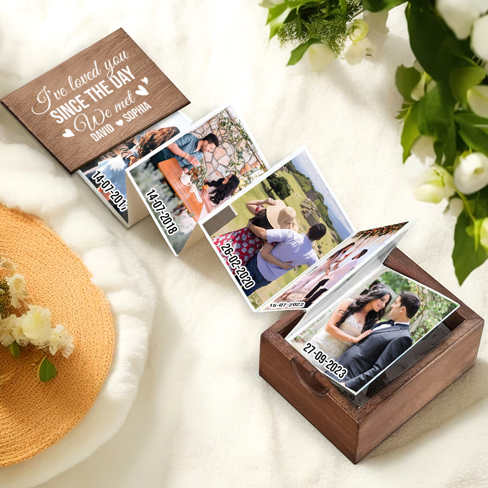 Custom Photo Wooden Box - 'Loved You Since The Day We Met' Anniversary Gift Wooden Photo Box PopCulturePrints