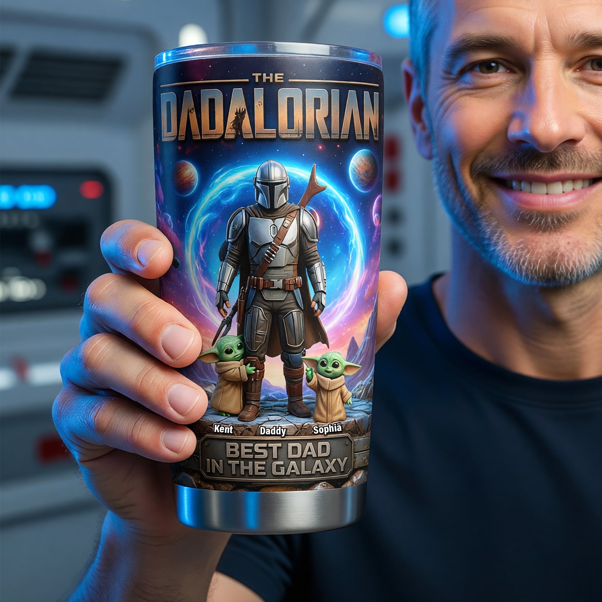 “The Best Dad in the Galaxy” - Customizable Best Space Dad Tumbler - Perfect Gift for Fathers and Grandfathers Tumbler Cup PopCulturePrints
