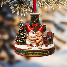 Load image into Gallery viewer, &quot;Growing old together and annoying each other since 1972&quot; - Personalized Gnome Couple Acrylic Ornament - Perfect Gift for Couples and Loved Ones Ornament PopCulturePrints
