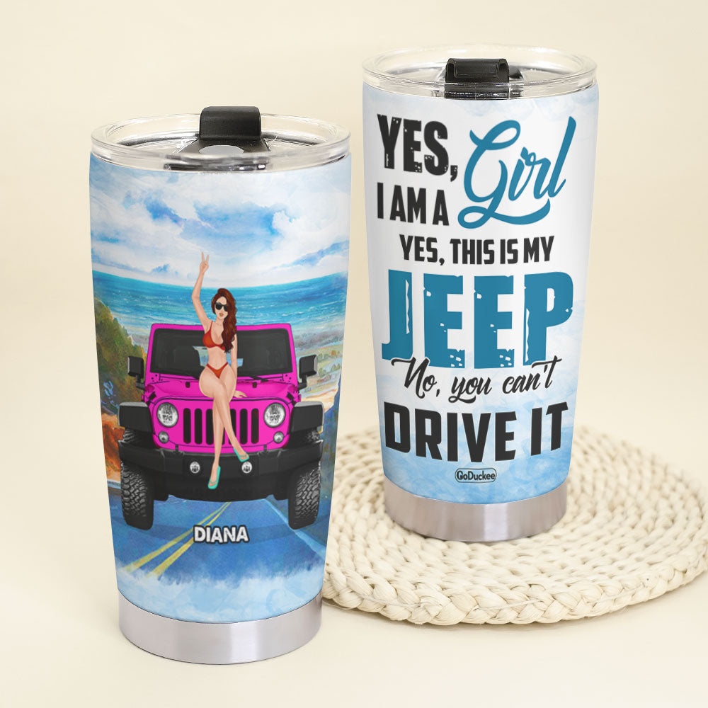 Personalized Girl Jeep Stainless Steel Tumbler