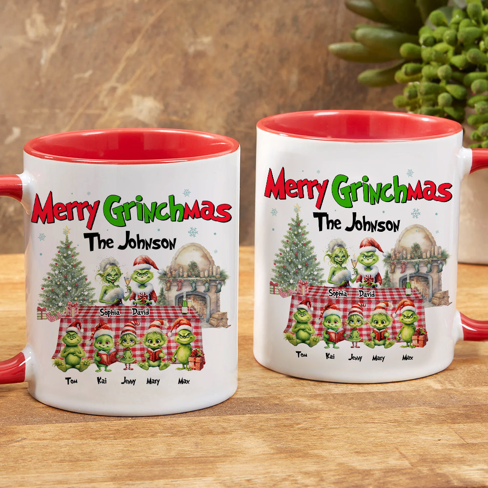 Custom Family Grinch Christmas Mug - Merry Grinchmas Personalized Gift