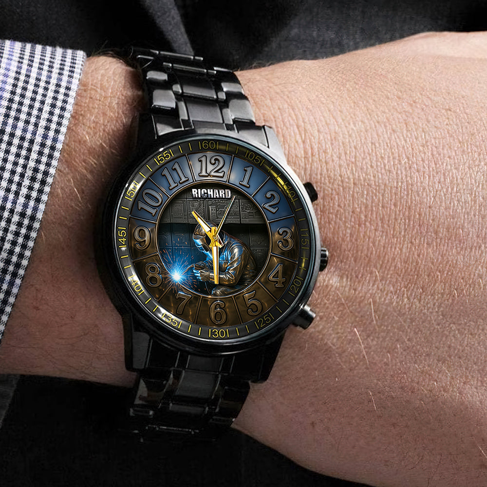 Ignite Your Passion: Welder Men's Watch - Personalized Gift for Him Men's Watch PopCulturePrints