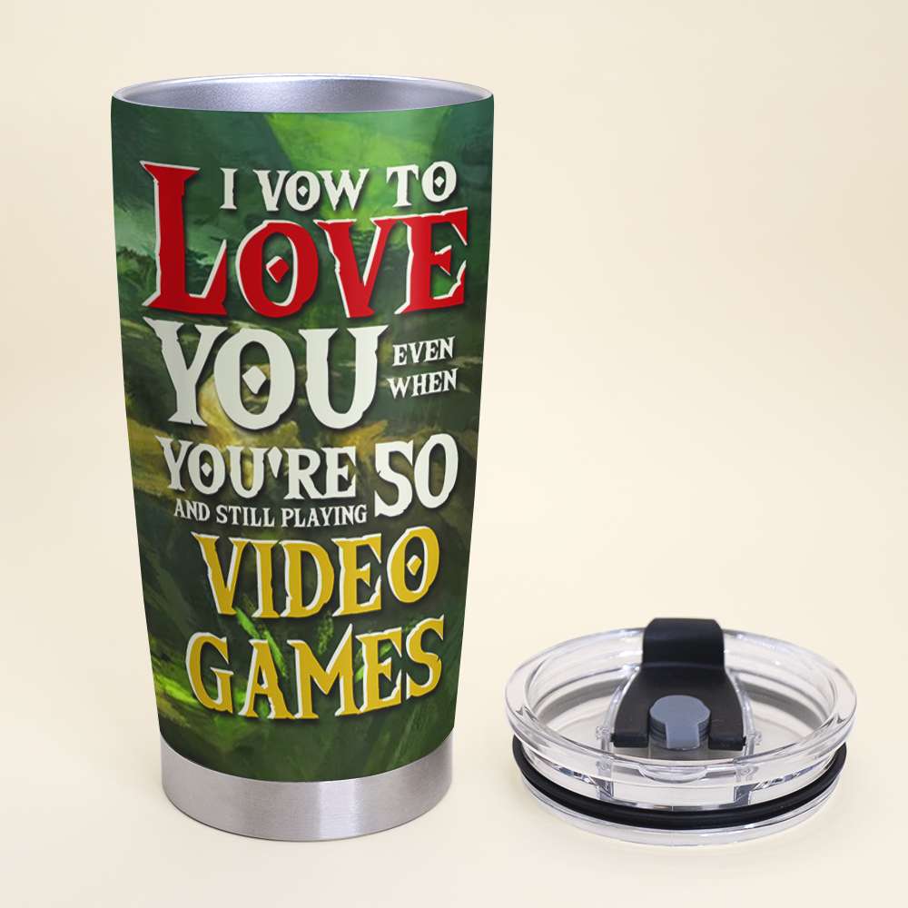 Personalized Gamer Couple Tumbler - Unique Valentine's Day Gifts with Love Vows Tumbler Cup PopCulturePrints