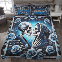 Load image into Gallery viewer, Personalized Skull Couple Quilt Bed Set - Unique Romantic Gift Blanket PopCulturePrints
