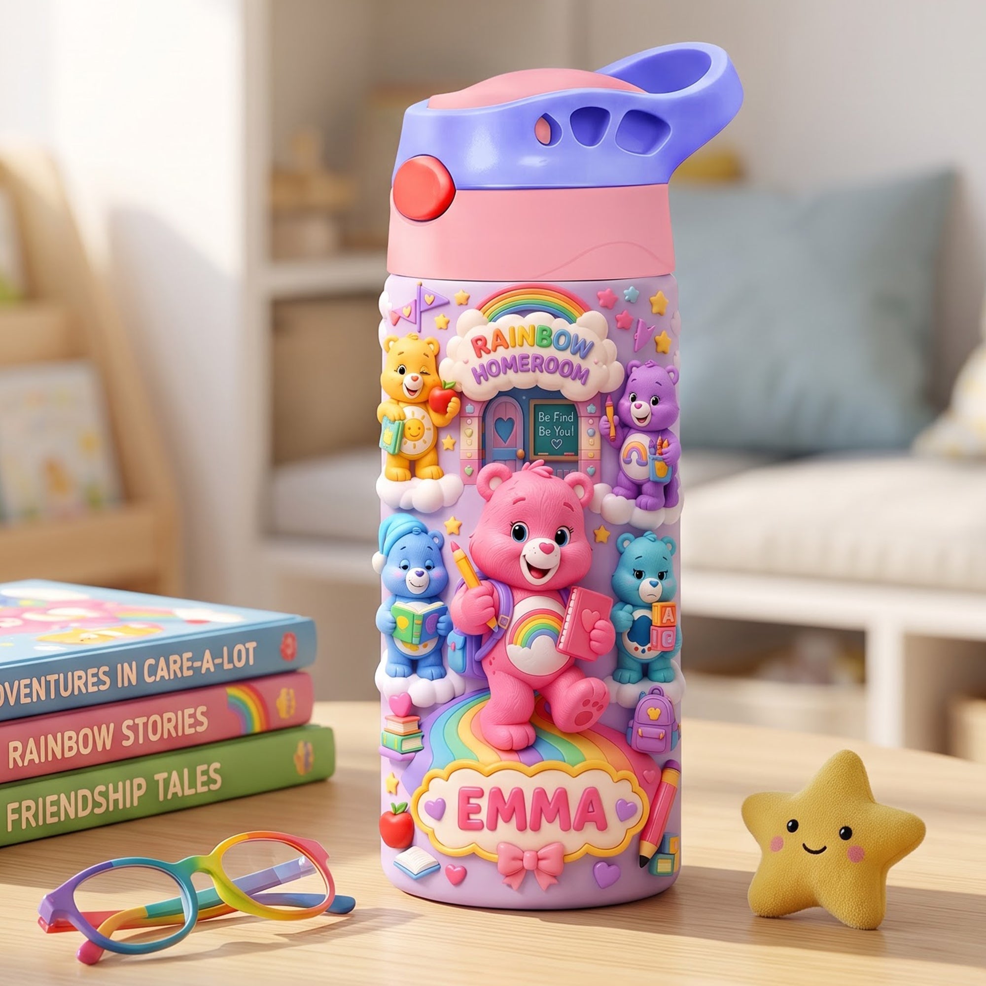"Be Yourself in a Colorful World" - Rainbow Homeroom 12oz Colorful Kid Tumbler - Personalized Gift for Kids Tumbler Cup PopCulturePrints