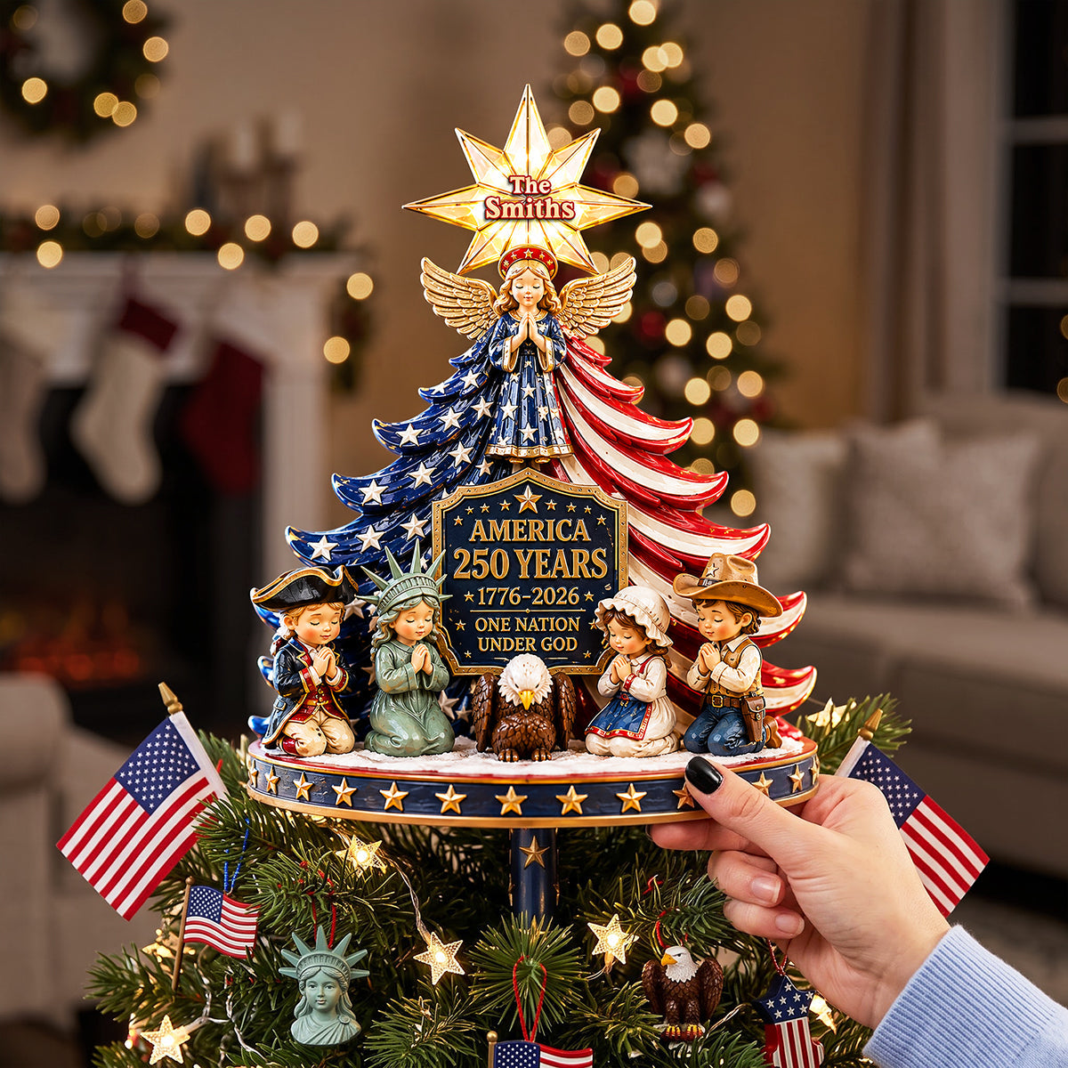 A Pray For America Christmas Tree Topper - Personalized Gifts For Patriots 03QHTA220826 Ornament PopCulturePrints