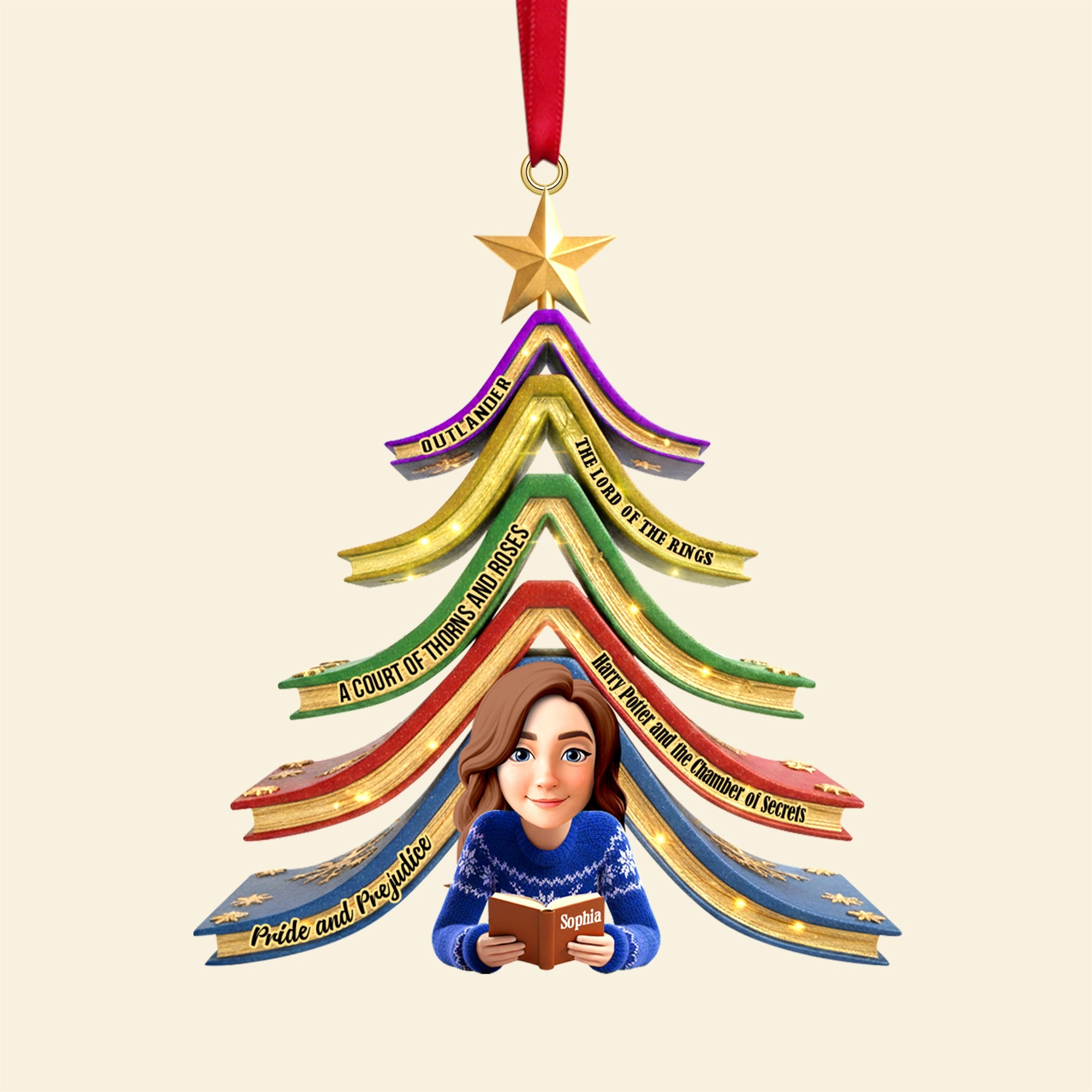 “Every Book is a New Adventure.” - Personalized Reading Girl Christmas Ornament - Gift for Book Lovers Ornament PopCulturePrints