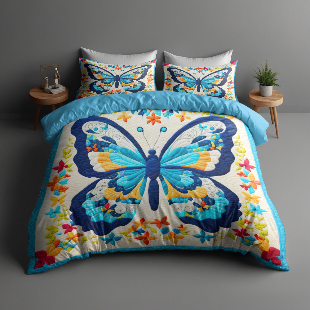 Vibrant Personalized Butterfly Quilt Bed Set Blanket PopCulturePrints