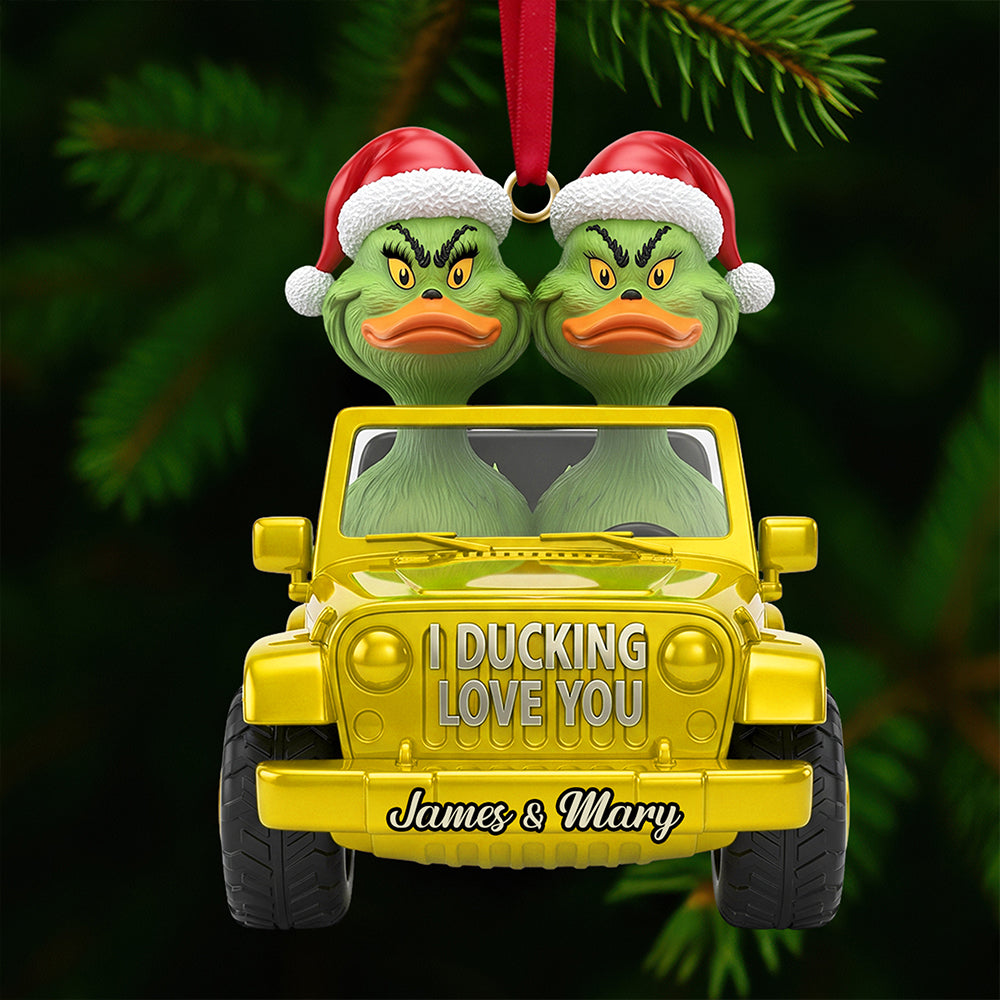 I Ducking Love You - Green Duck Couple Acrylic Ornament | Personalized Gifts for Couples Ornament PopCulturePrints