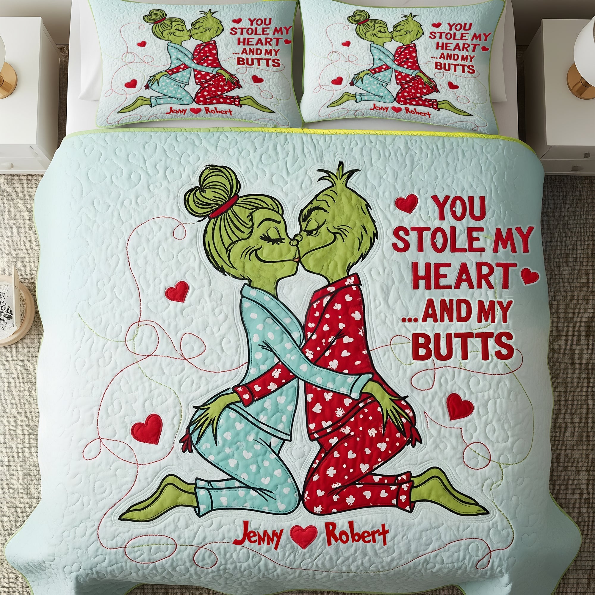 You Stole My Heart ...and My Butts - Humorous Romantic Couple Quilt Bed Set Bedding Set PopCulturePrints