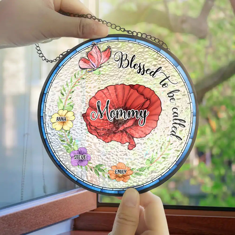 Blessed to Be Called - Personalized Stained Glass Window Hanging Suncatcher for Grandma Suncatcher Ornament PopCulturePrints