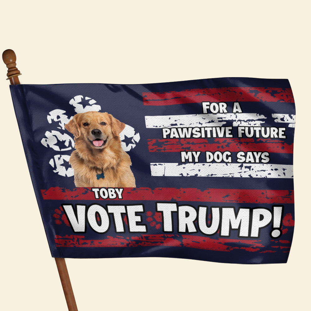 Personalized Dog Lover House Flag - Pawsitive Future Vote Toby