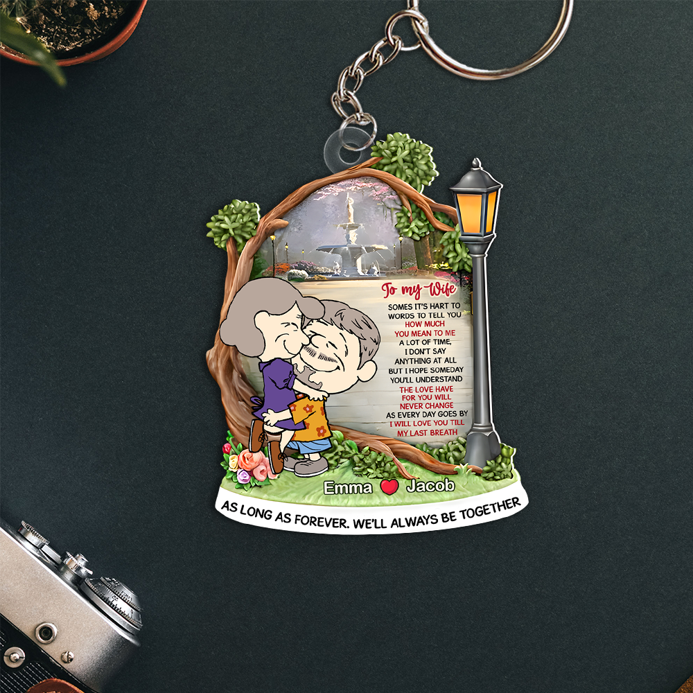 Personalized Keychain Gift for Wife - Heartfelt Love Custom Keyring Keychains PopCulturePrints