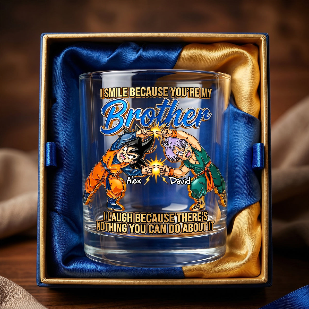 I Smile Because You’re My Brother - Personalized Round Glass Gift for Brothers Glass PopCulturePrints