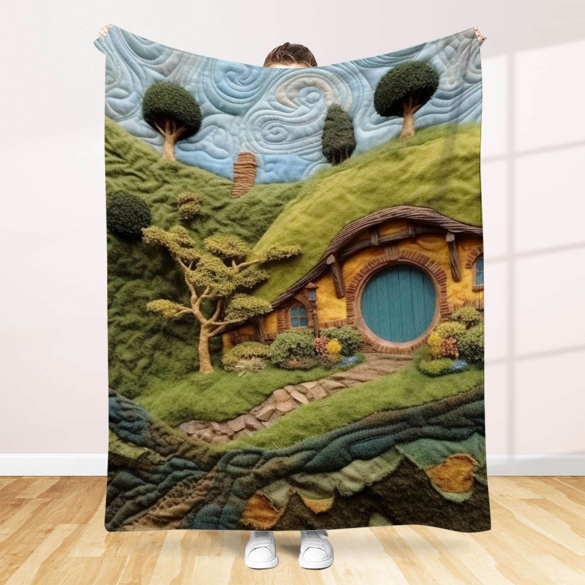 Fantasy Adventure Quilted Blanket - Epic Dragon Battle Design