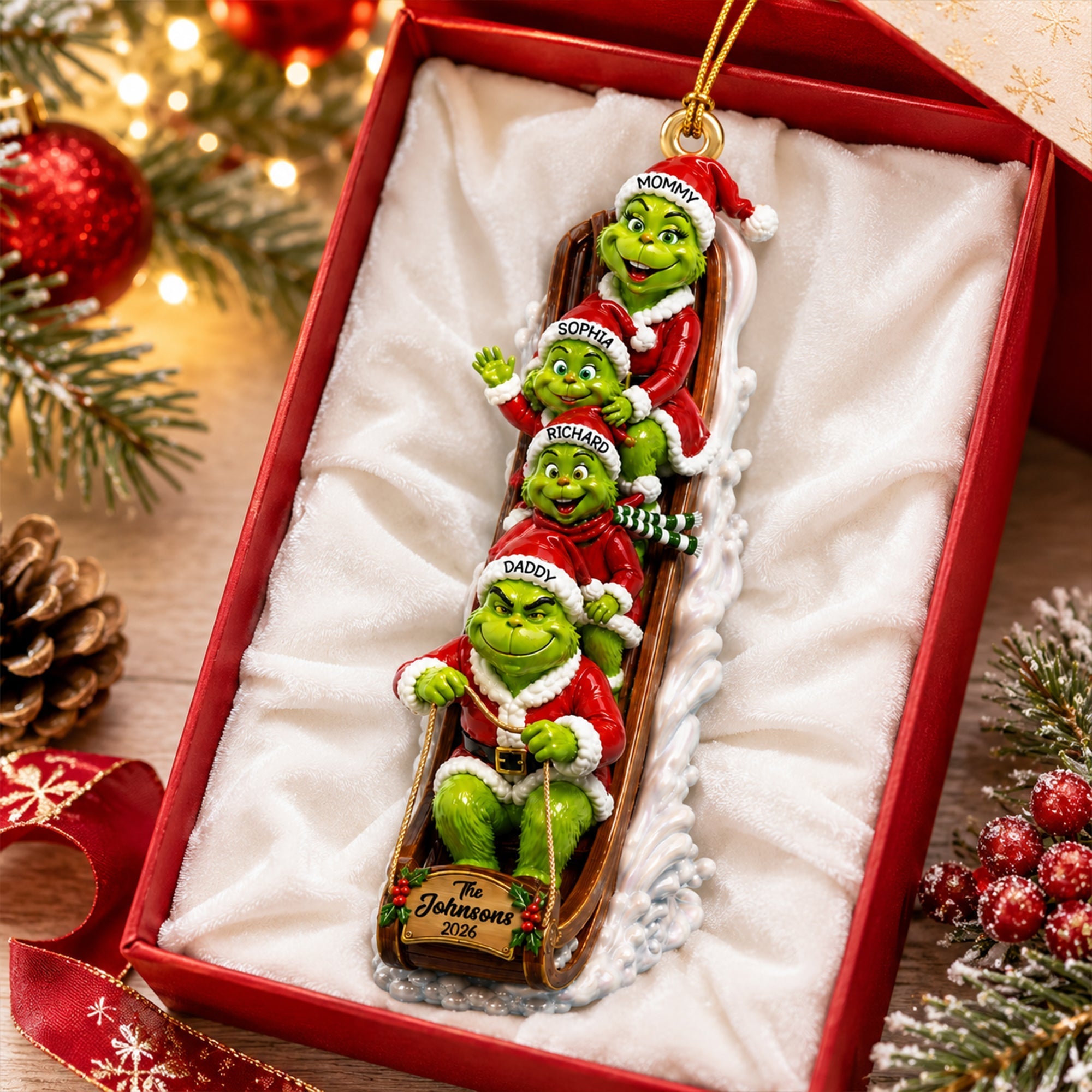 “Celebrate Family Joy!” - Personalized Christmas Ornament - Custom Gift for Family, Friends, and Loved Ones Ornament PopCulturePrints