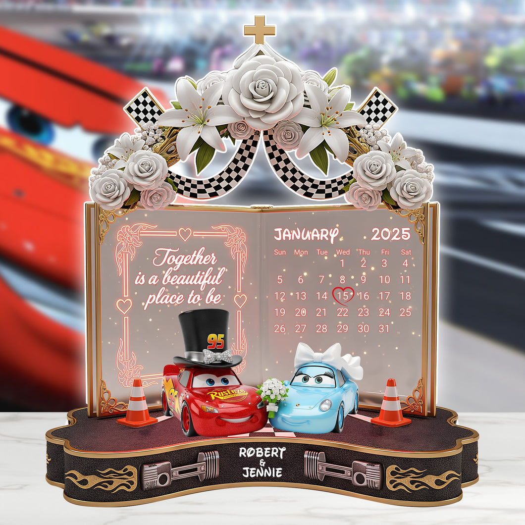 Together is a beautiful place to be - Wedding Car Couple Plaque - Personalized Gifts For Couples Shaped Plaques PopCulturePrints