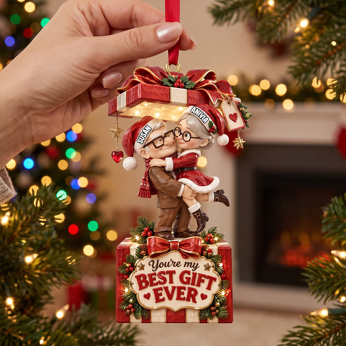 You're My Best Gift Ever - Personalized Christmas Acrylic Ornament for Couples