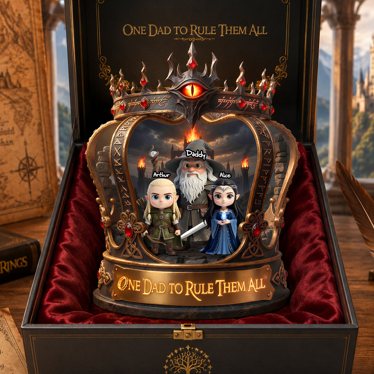 One Dad to Rule Them All - Personalized Acrylic Plaque Gift for Dads, Grandpas, and More Shaped Plaques PopCulturePrints