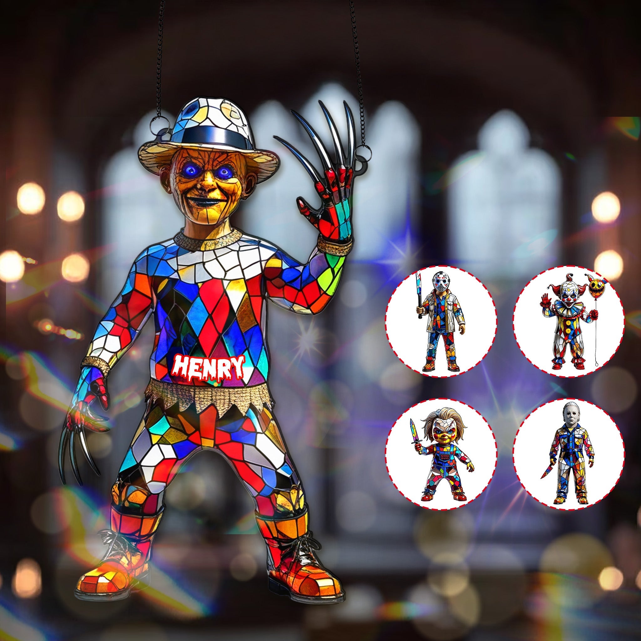 “Celebrate Halloween with a Spooktacular Twist!” - Horror Movie Halloween Suncatcher Ornament - Personalized Gifts for Movie Lovers Ornament PopCulturePrints