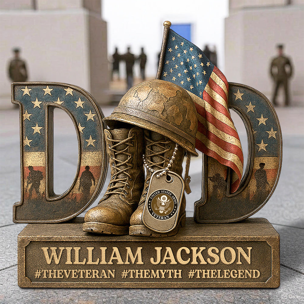 "Honor Dad's Service - Personalized Military Acrylic Plaque" - Custom Gift for Fathers and Grandfathers Shaped Plaques PopCulturePrints