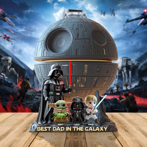 Best Dad in the Galaxy - Personalized Acrylic Plaque for Dad Shaped Plaques PopCulturePrints