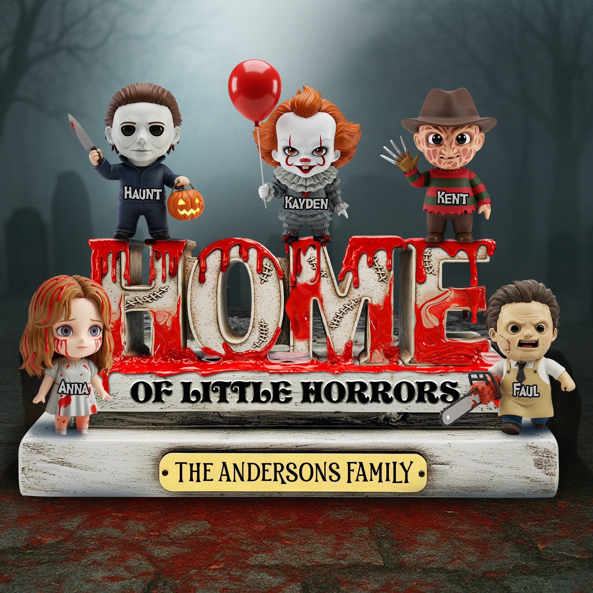 Home of Little Horrors - Personalized Horror Acrylic Plaque for Family Gifts Shaped Plaques PopCulturePrints