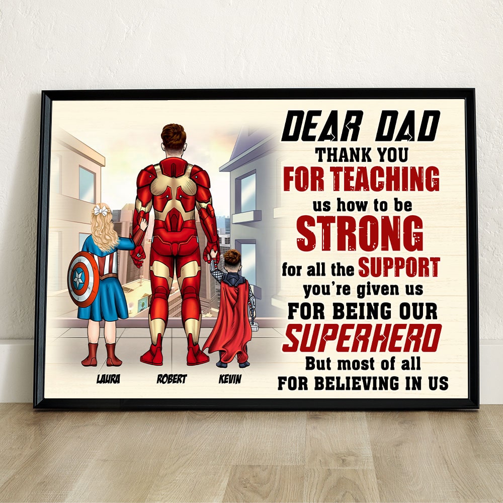 Personalized Superhero Dad Poster - Custom Father's Day Gift Poster & Canvas PopCulturePrints