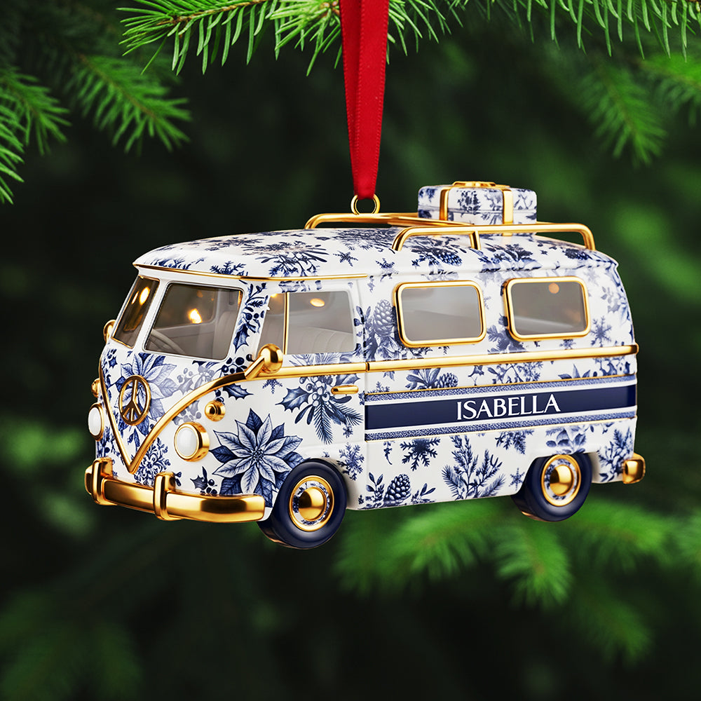 "A Special Journey Awaits" - Personalized Camper Van Ornament - Custom Gift for Friends, Family, and Adventurers Ornament PopCulturePrints