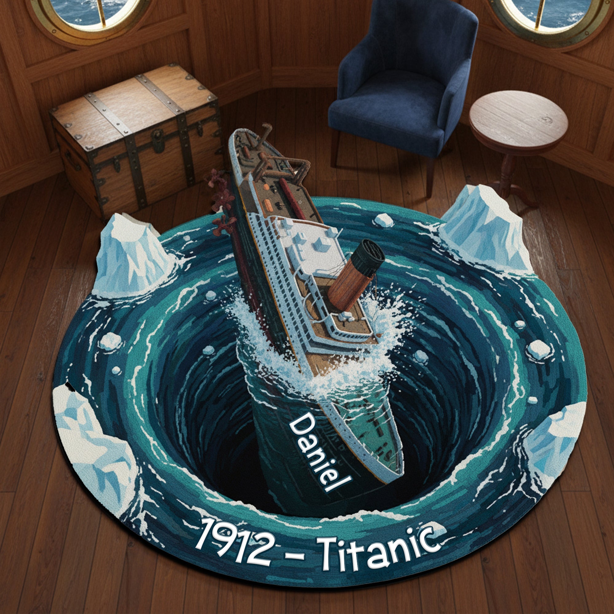 "Set Sail on an Adventure!" - Personalized Stormy Sea Ship Adventure Doormat Doormat PopCulturePrints