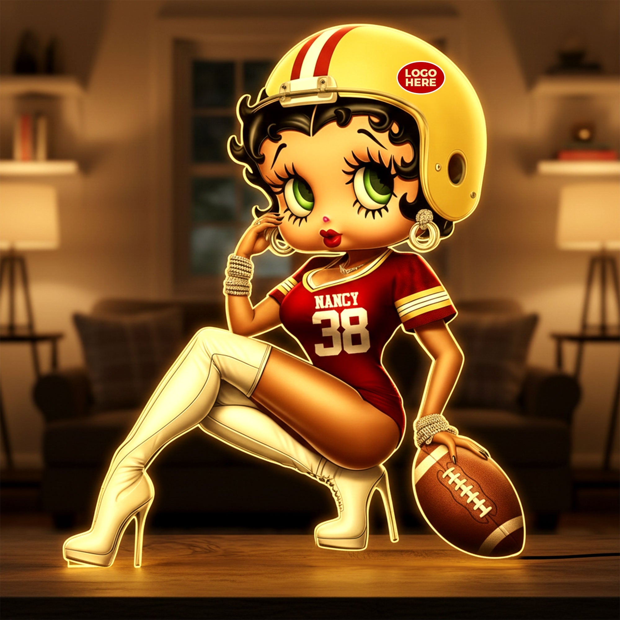 “Illuminate Your Passion!” Retro Cute Girl Light Box - Personalized Gift for Sport Lovers Light Box PopCulturePrints