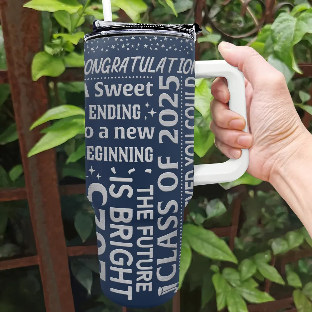 "The Adventure Begins" - Personalized 40oz Tumbler with Straw - Perfect Gift for Graduates, Moms, and Grandmas Tumbler PopCulturePrints