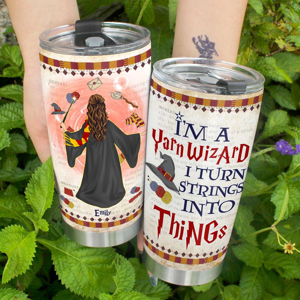 Yarn Wizard Personalized Tumbler - Magic Knitting Enthusiast Gift