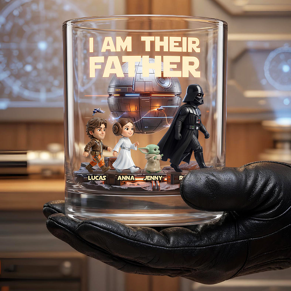 “I Am Their Father” - Custom Cosmic Dad and Kids Round Glass - Perfect Personalized Gift for Dad, Grandpa & More Glass PopCulturePrints