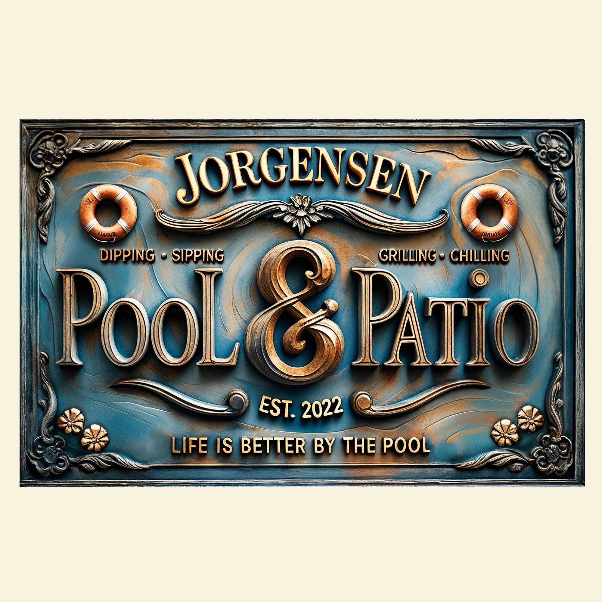 Life is Better by the Pool - Personalized Pool & Patio Metal Sign - Custom Gift for Family and Friends Metal Signs PopCulturePrints