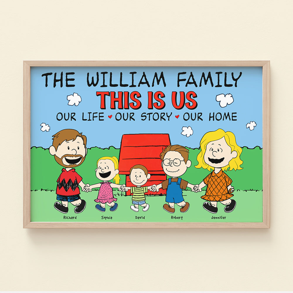 Personalized Peanuts Family Canvas Print - Hold Hands Together