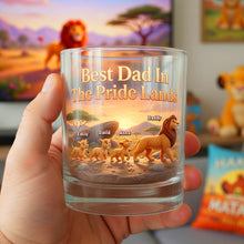 Load image into Gallery viewer, "Best Dad in The Pride Lands" - Custom Personalized Glass Mug - Perfect Gift for Dad, Grandpa, and Father's Day Glass PopCulturePrints
