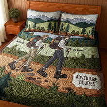 Load image into Gallery viewer, Adventure Awaits: Personalized Hiking Buddies Quilt Bed Set - Perfect Gift for Adventurous Couples Bedding Set PopCulturePrints
