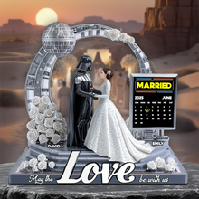 Load image into Gallery viewer, “May the Love Be with Us” - Personalized Couple Acrylic Plaque - Perfect Wedding Gift for Couples Shaped Plaques PopCulturePrints
