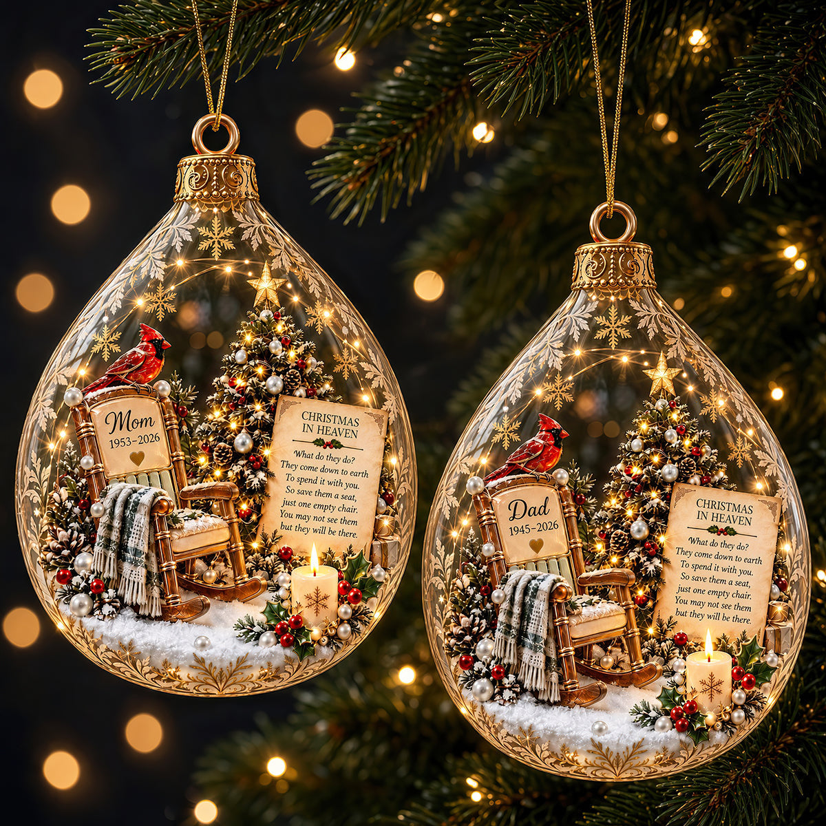Christmas In Heaven Cardinal Ornament - A Personalized Memorial Gift