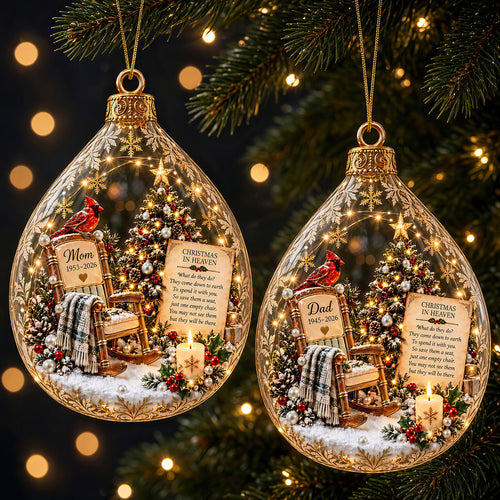 Christmas In Heaven Cardinal Ornament - A Personalized Memorial Gift Ornament PopCulturePrints