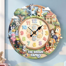 Load image into Gallery viewer, "Time Flies with Joy - Lovely Characters Wall Clock" - Personalized Gift for Families and Friends Hanging Wall Clock PopCulturePrints
