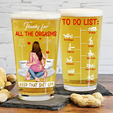 Load image into Gallery viewer, Cheers to Love: Personalized Naughty Couple Beer Glass Beer Glasses PopCulturePrints
