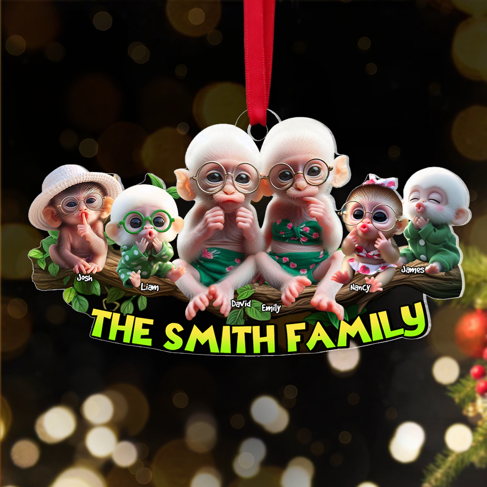 Charming Family Monkey Ornament - Personalized Family Gift Ornament PopCulturePrints